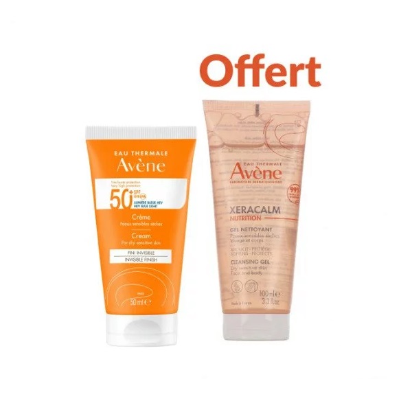 AVENE CRÈME SPF 50+ 50ML PEAU SECHE + gel nettoyant gratuit