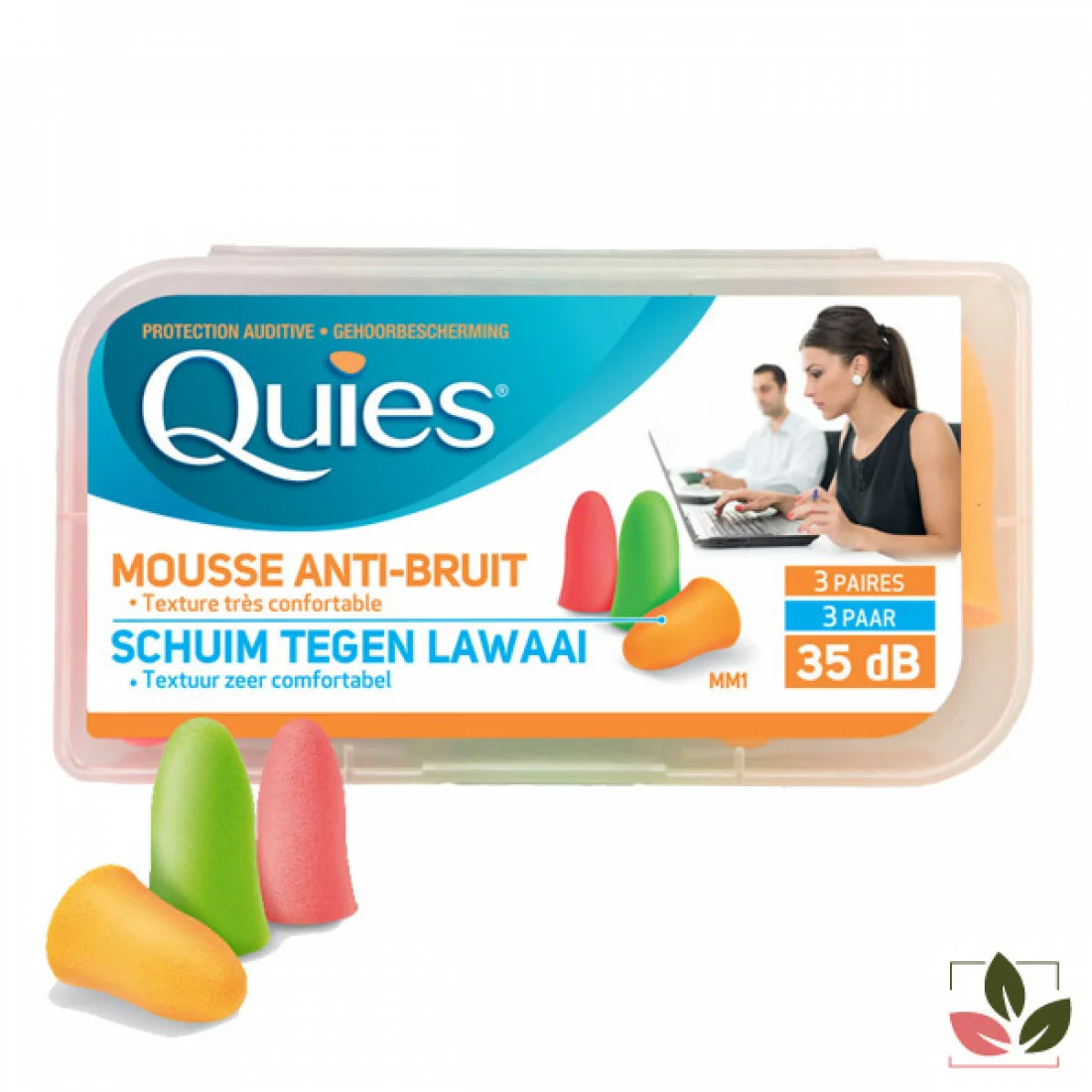 QUIES Protection Auditive mousse Anti bruit 6 FLUO + 1 Paire