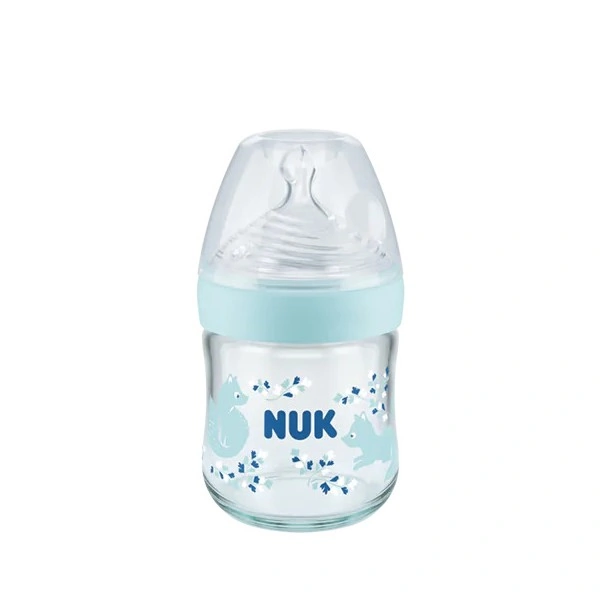 NUK Biberon Nature Sense En Verre Avec Temperature Control Bleu 120 ml